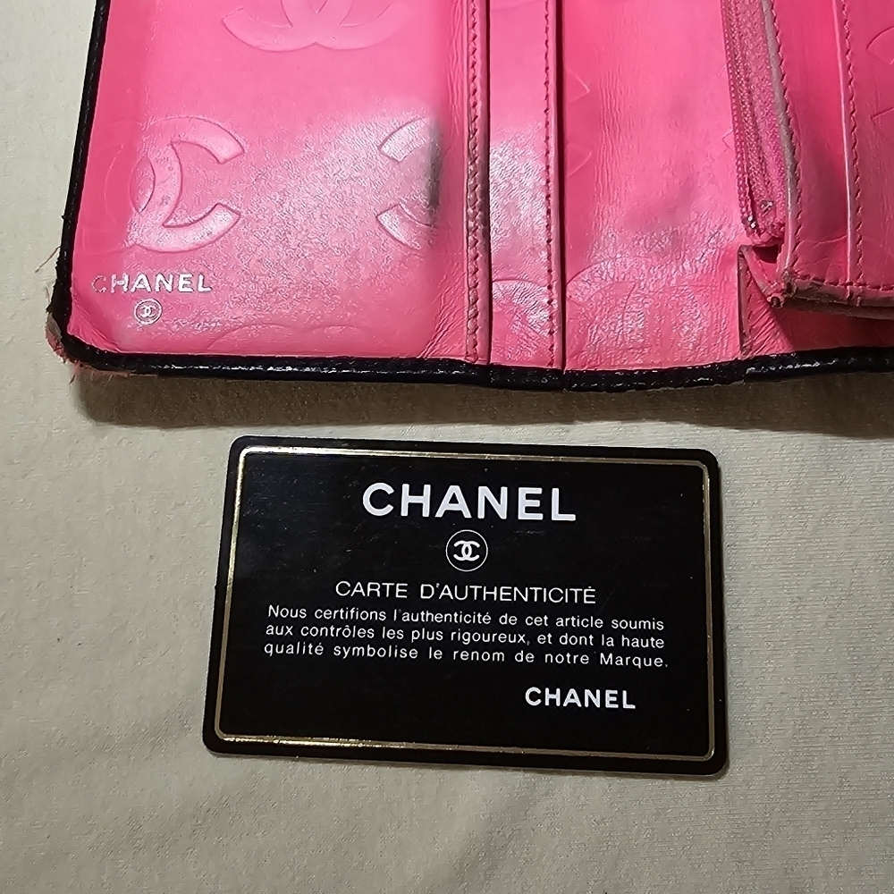 Chanel Authentic Black Quilted Leather White C Logo Continental Wallet Need Love - Picture 15 of 16